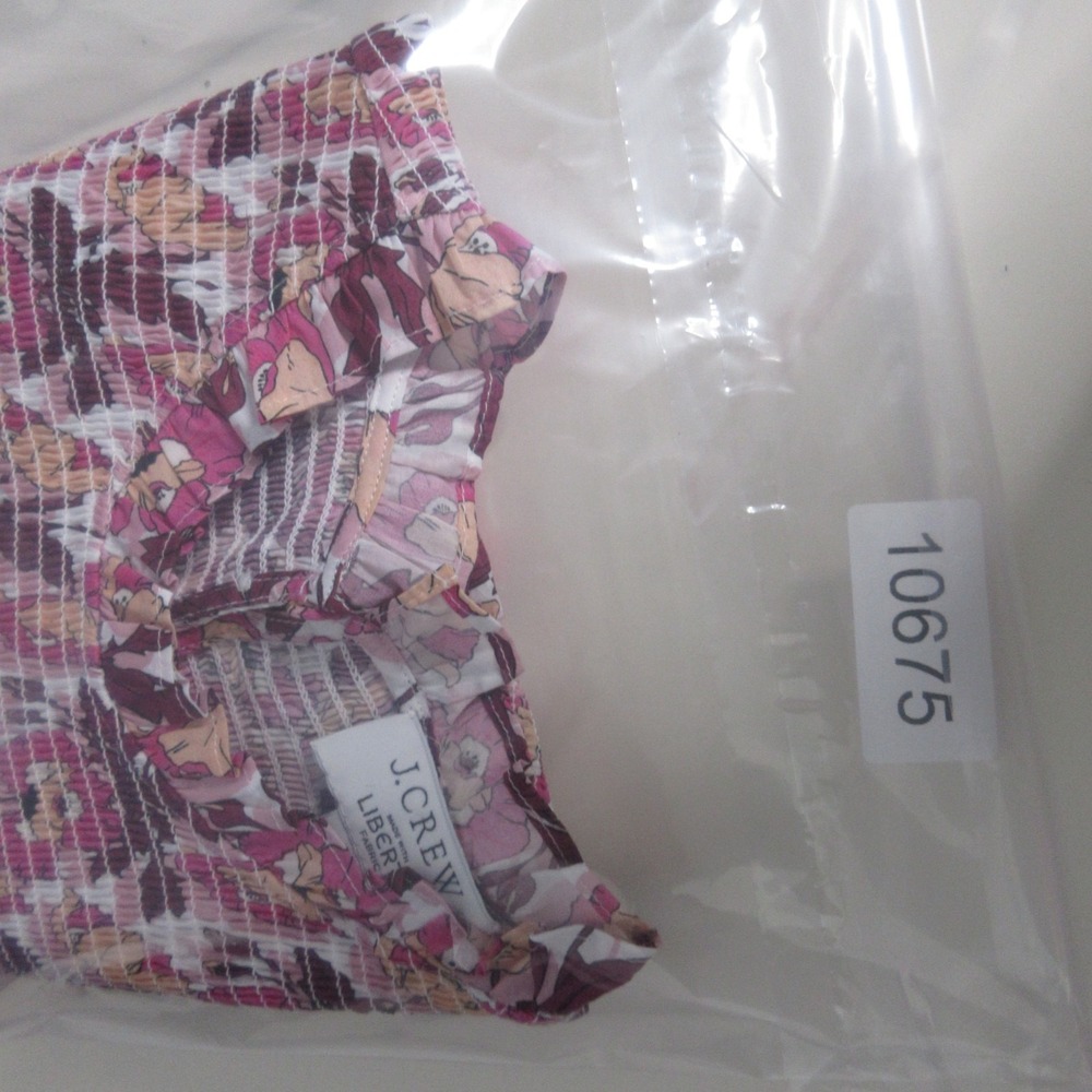 J Crew Liberty of London Top Small‎ Floral Butterfield Poppy Smocked Ruffle Neck - Picture 10 of 10